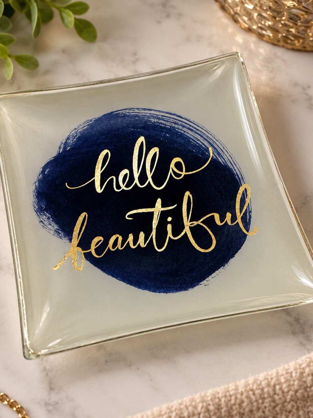 Fringe Studio Hello Beautiful Glass Jewelry Trinket Tray